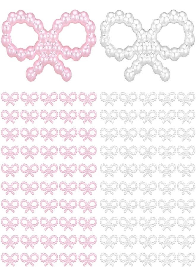 Knitgrip 200pcs Mini Pearl Bows White and Pink Tiny Bows for Wedding DIY Craft Project Cute Bowknot Nail Decoration Gift Wrapping - Image 1